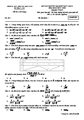 Đề thi thử THPT Quốc gia môn Toán lần 2 - Mã đề 208 - Năm học 2019-2020 - Trường THPT chuyên Bắc Ninh